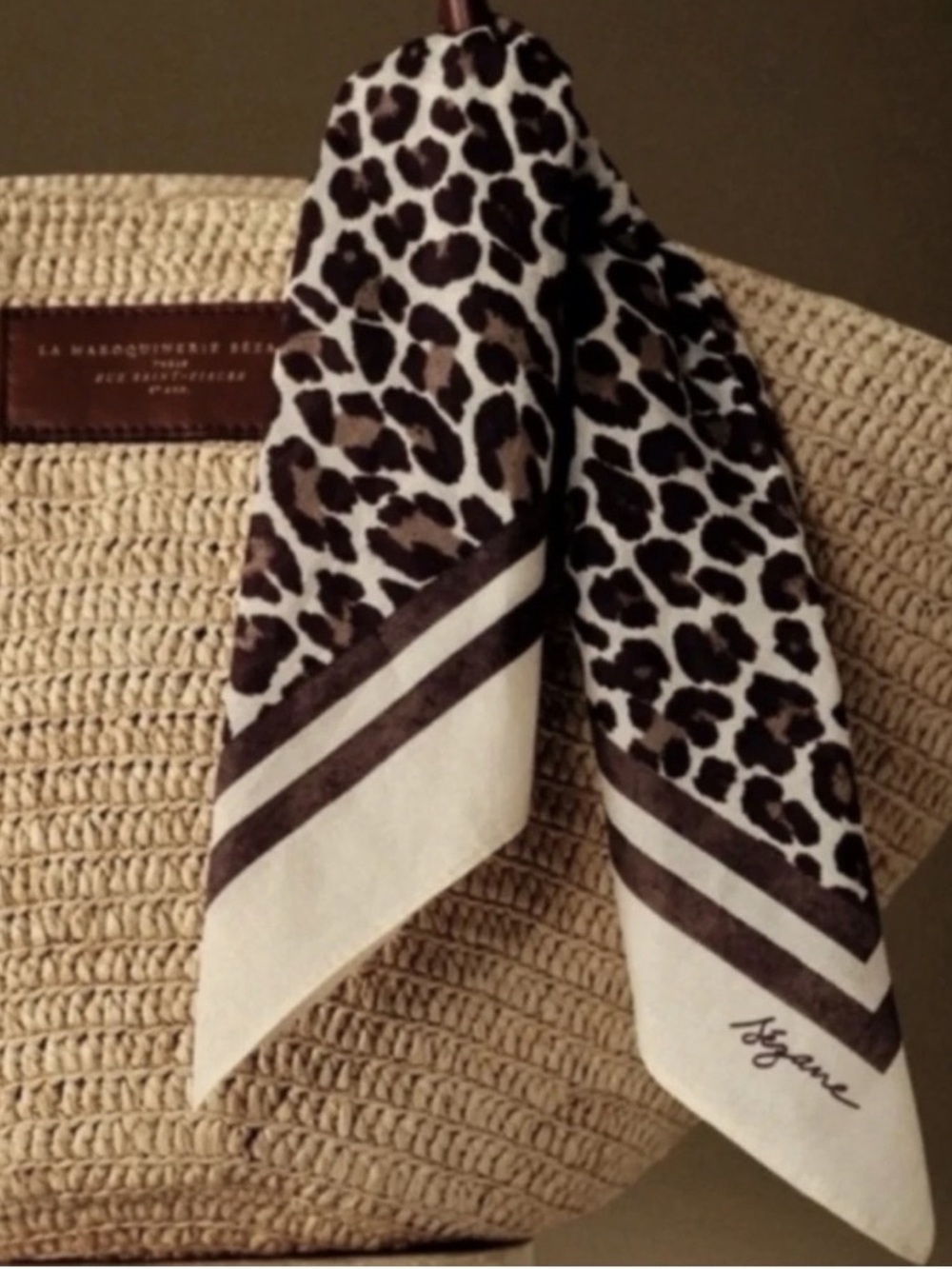 Sezane Leopard Print Foulard Scarf
